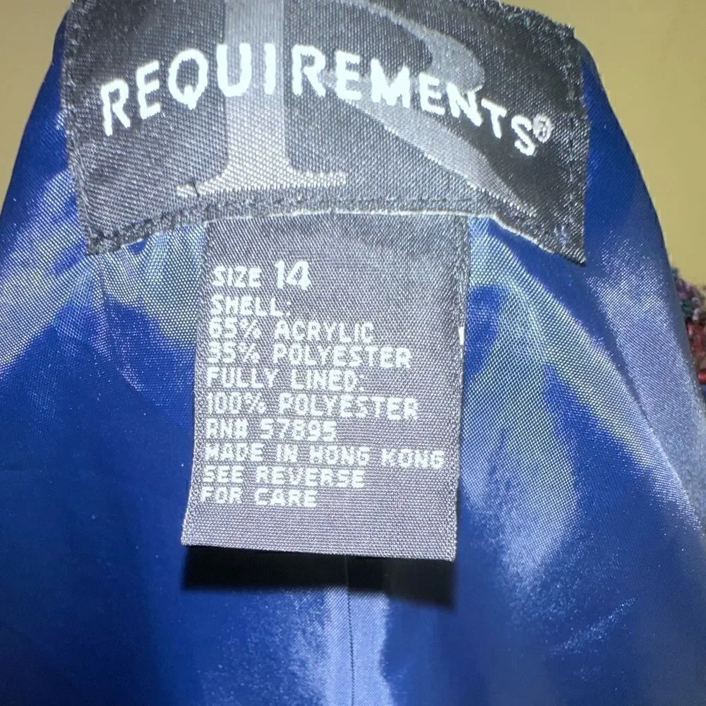 Requirements Colorful Button Up Jacket Size 14 - Picture 8 of 8